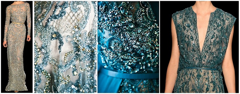 Broderies de la collection Haute-Couture AH 2012-2013 du Couturier Elie Saab, broderies perlées paillettes strass