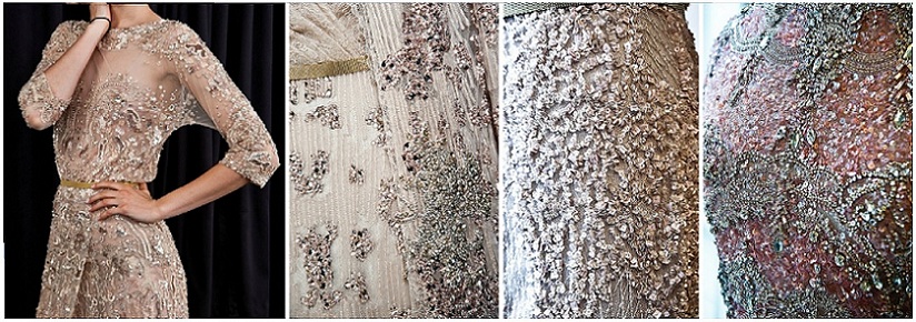Broderies de la collection Haute-Couture AH 2012-2013 du Couturier Elie Saab, strass perles paillettes