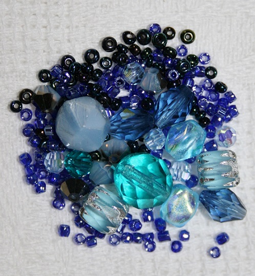 kit de broderie au fil de laiton perles bleues