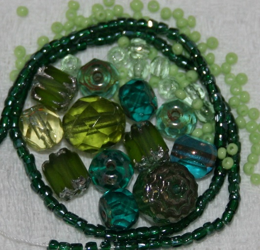 kit broderie perlee laiton perles vertes